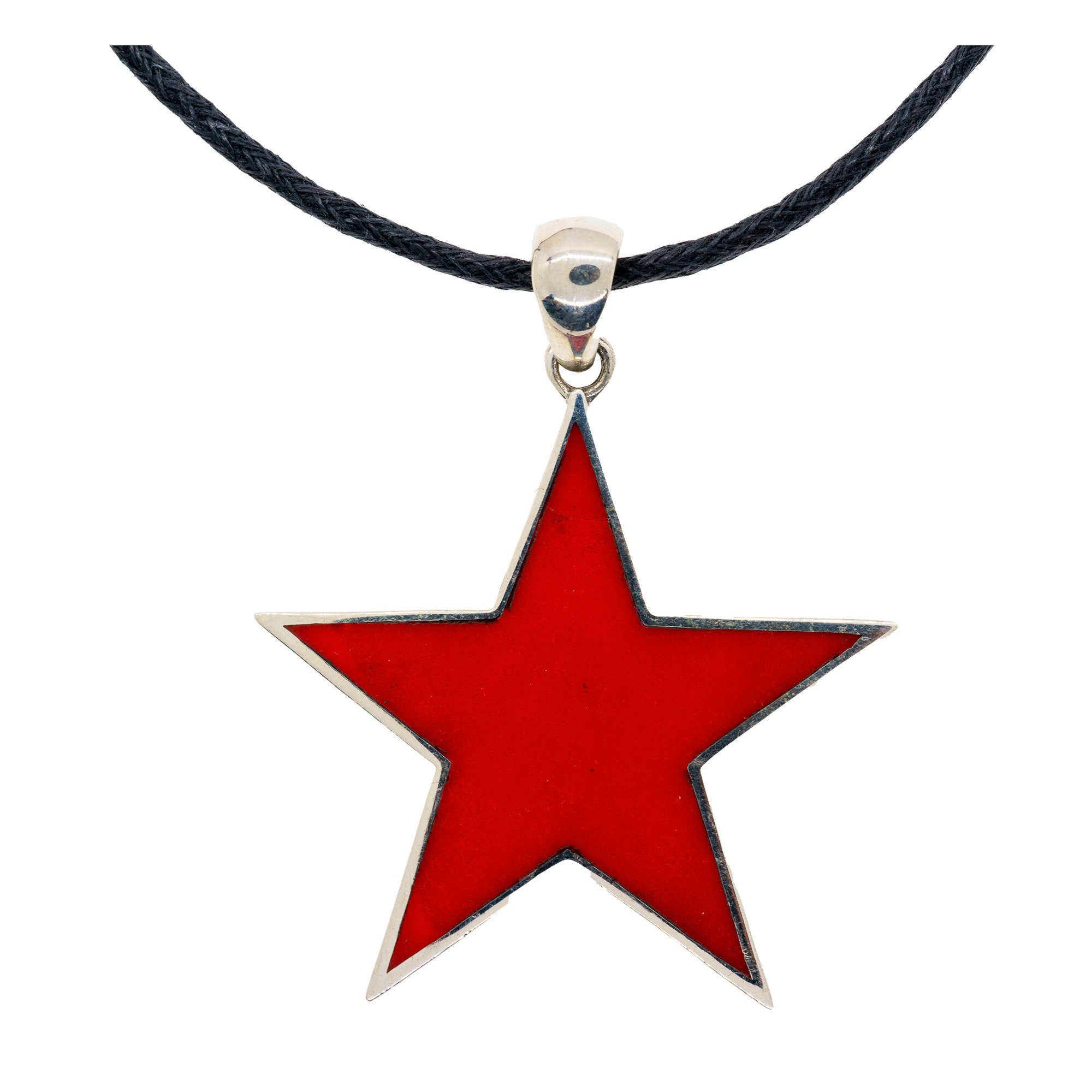 Large Red Star Pendant Handmade From 925 Sterling Silver and Enamel Star on Black Cord Great Gift Idea Retro. Che Guevara Symbol Etsy UK