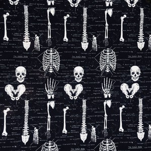 Glow In The Dark Skeleton designer bandana Biker Gothic Headband Chemowear Bandanna 100% Cotton Fabric Timeless Treasures