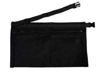 Handmade Black Heavy Fabric 4 Pocket Market Trader Sales Pouch, great for separating change/notes whilst selling, Clip attachment waist