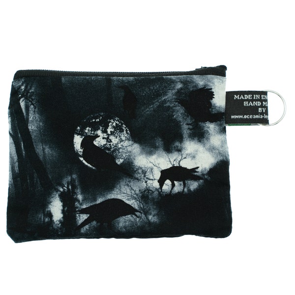 Ravens in a moonlit forest ~ Handmade  Purse ~ 100% Cotton great for cash cards coins Ideal Gift ~ Gothic Design