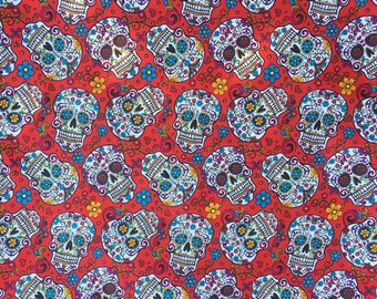 Day of the Dead Sugar Skull/Candy Skull Square Bandana Bandanna Headband Biker Metal Gothic Dog Tie Chemo Wear Scarf 100% Cotton Fabric