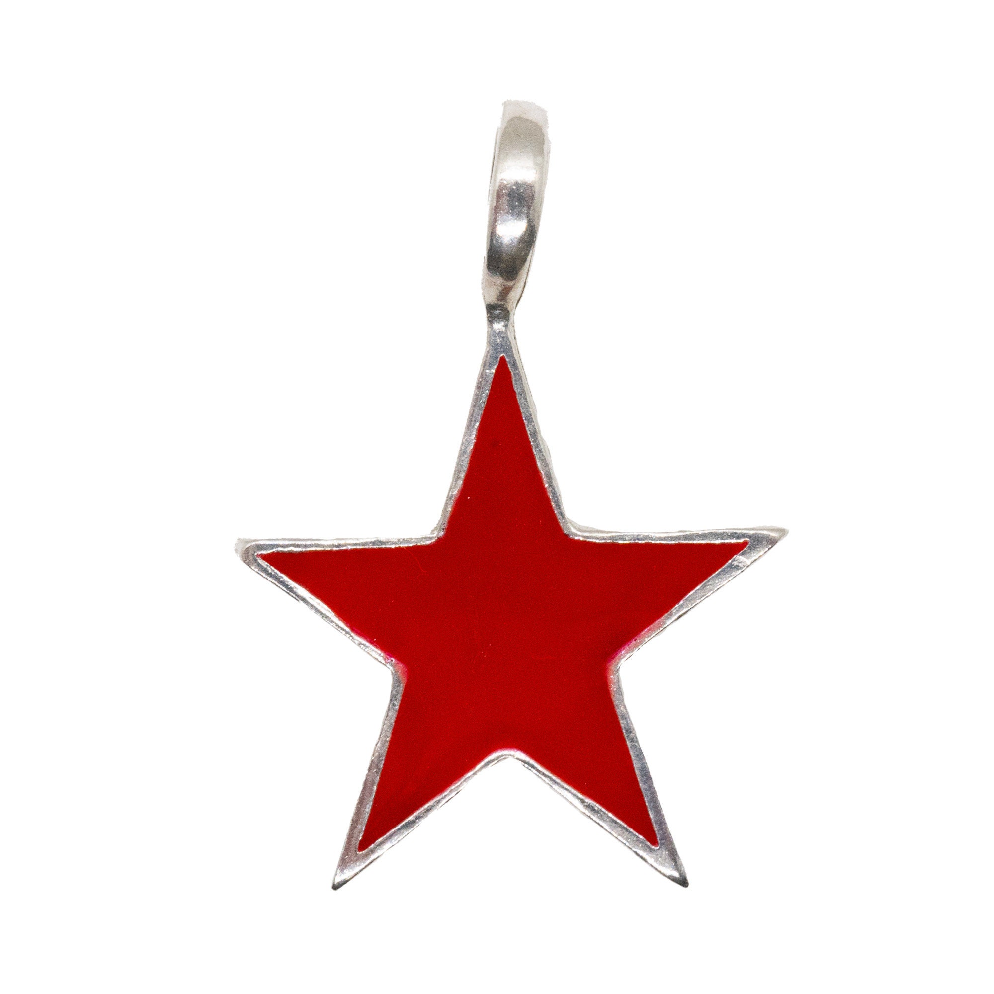 Red or Black Star Pendant Handmade From 925 Sterling Silver