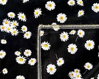 Lovely Natural Daisy Designer Square Bandana or Headband Chemo Headwear Hair Tie Dog Bandana 100% Cotton Fabric Timeless Treasures