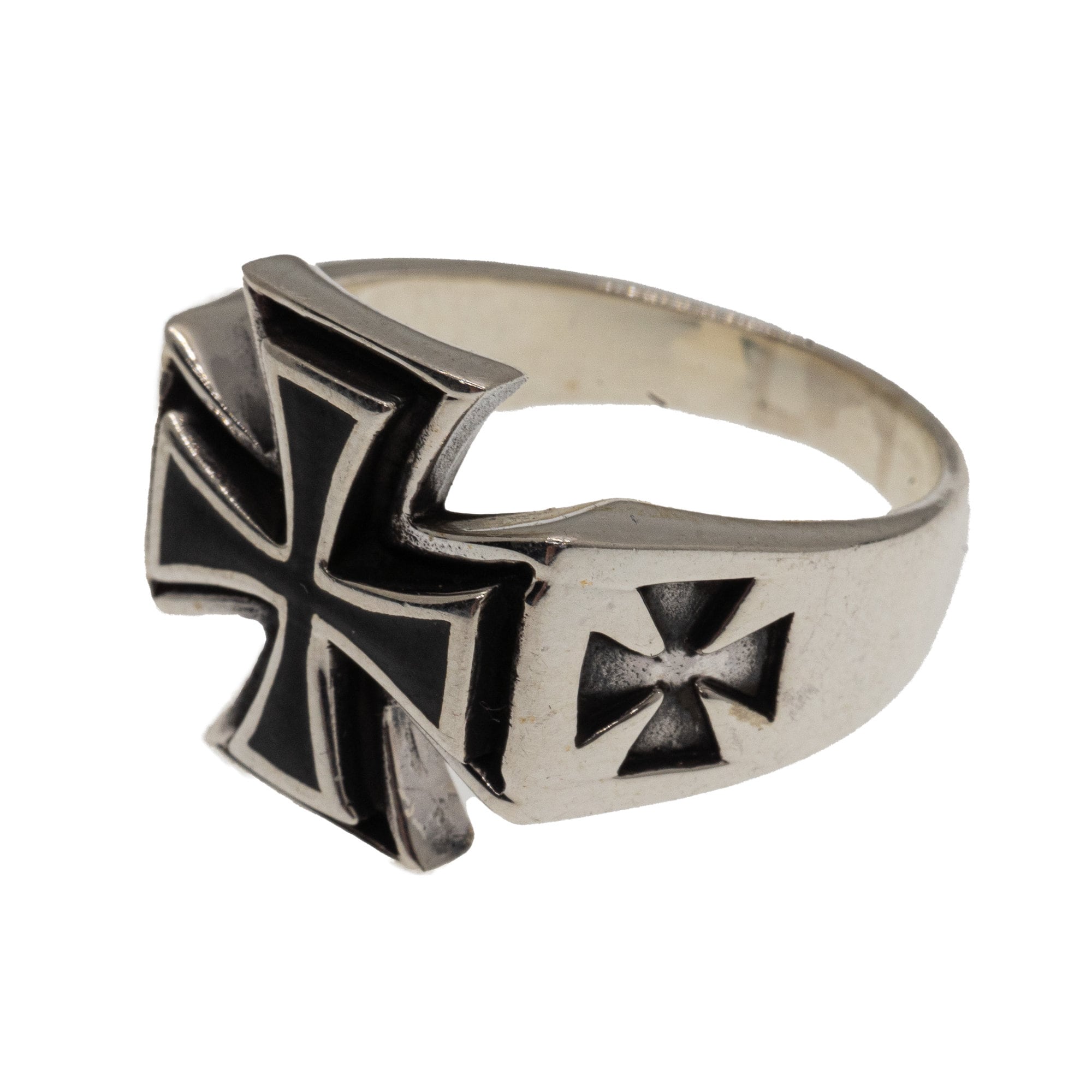 Iron Cross Ring .925 Solid Sterling Silver & Enamel Metal