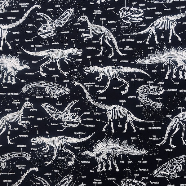 Glow in the dark dinosaur skeleton designer bandana, chemo wear for children and adults, 100% Cotton Fabric paleontologist