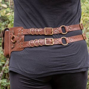 Useful and stylish Handmade Leather Utility Pouch Belt hip belt pocket festival steampunk larp cogs gifts for him, gifts for her image 2