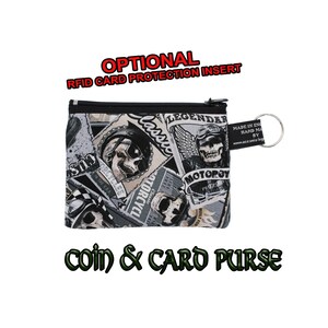 Motorcycle Biker Club Patch Design ~ Handmade  Purse ~ Cotton great for cash cards coins Ideal Gift ~optional RFID Card Protection