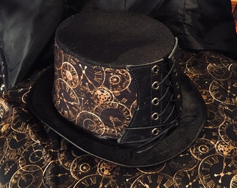 Cappello Steampunk In Pelle Lavorato A Mano – Nero E Marrone, Stile Gotico