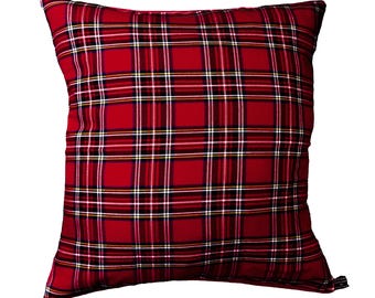 レッドタータンクッションカバー 18インチ x 18インチの装飾ケースに