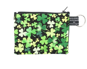 Shamrock ~ Handmade  Purse ~ 100% Cotton great for cash cards coins Ideal Gift ~ Irish, St Patricks Day, Leprechaun, Paddys Day