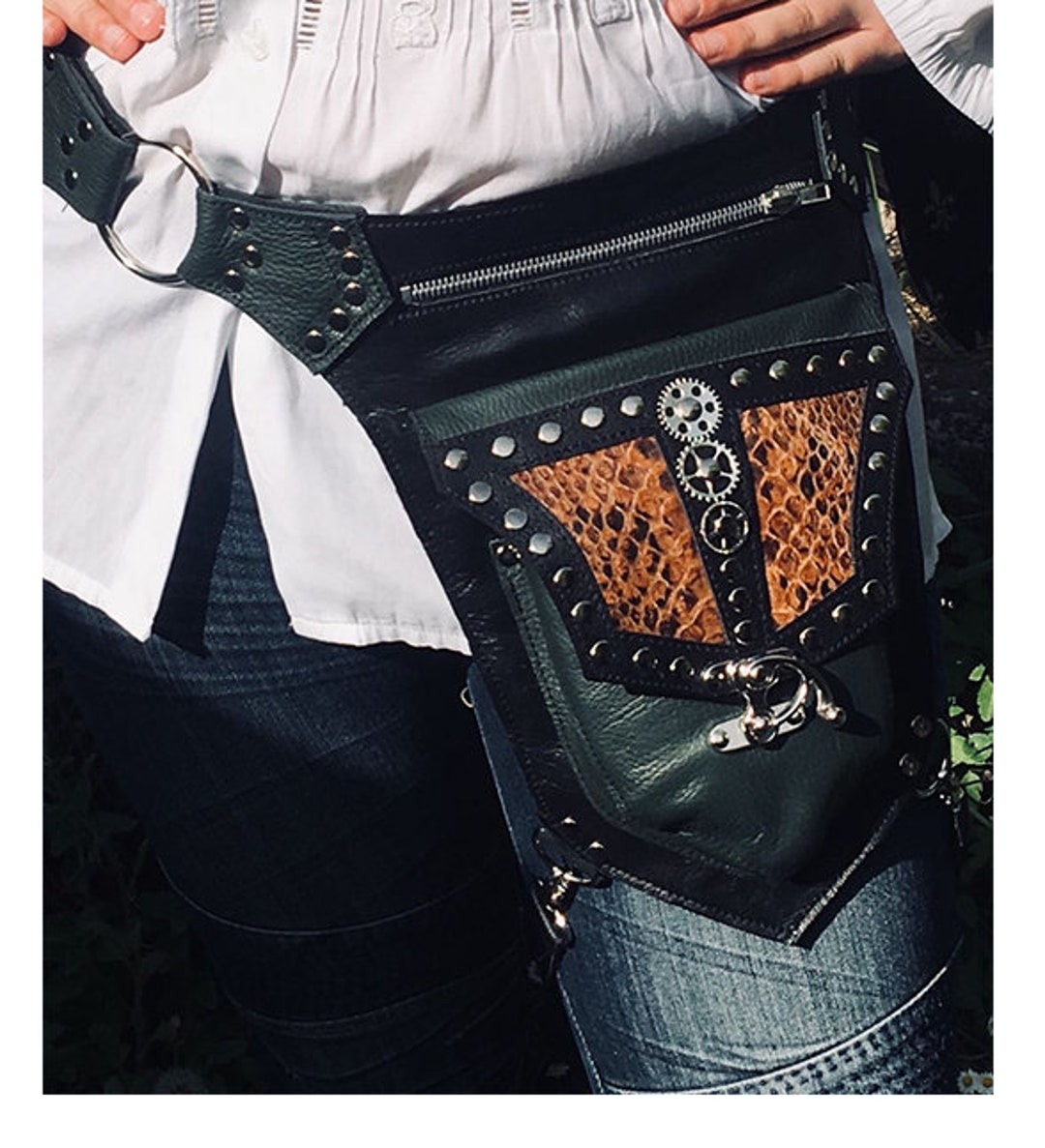 Leather & Python Festival Utility Belt Leg Strap Steampunk Etsy