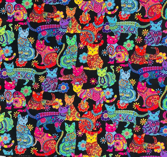 Schöner Katzen Designer-Stoff, jede Katze hat ein anderes Mandala