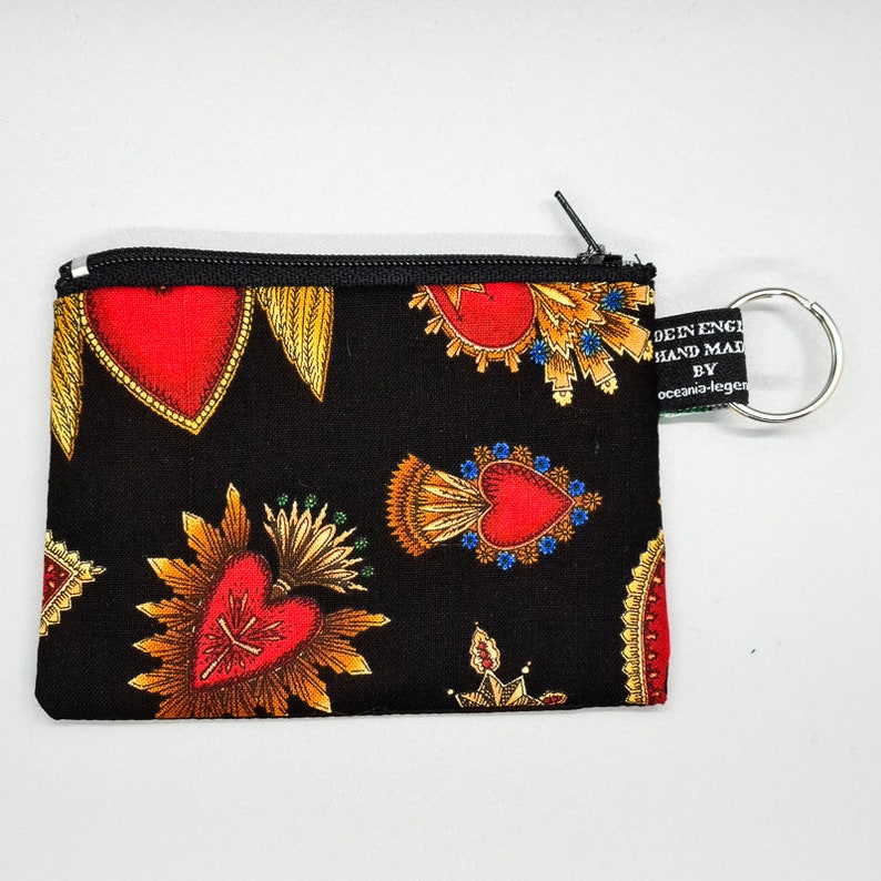 Leopard Print Sacred Heart /& Breast Cancer Aware Coin Purses Handmade from David Textiles 100/% Cotton great for cash cards coins