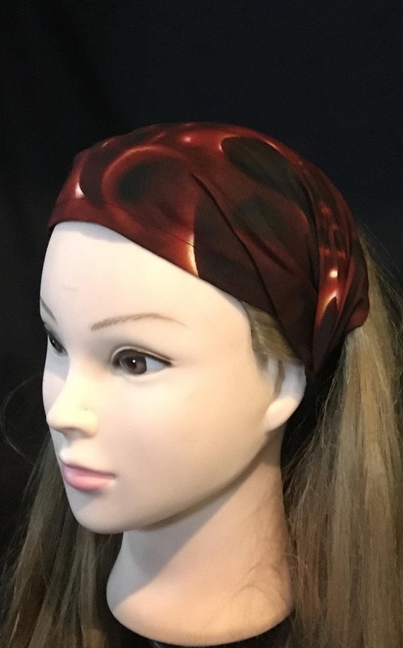 Flaming Skulls Headband Bandana Hair Tie Turban Fabric Ladies Etsy