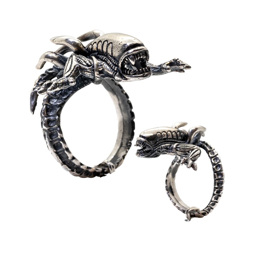 Alien Ring .925 Solid Sterling Silver Band Metal, Biker, Venom
