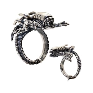 Bague extraterrestre en argent massif 925 millièmes Métal, motard, venin Premotheus Xenomorph Predator