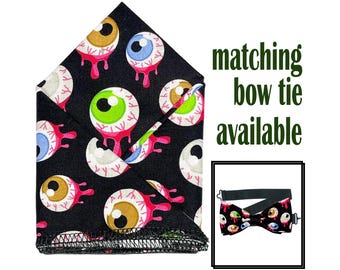 Pañuelo de bolsillo con ojo goteando sangre y pajarita: el accesorio perfecto para bodas, graduaciones, bailes de fin de curso y fiestas de Halloween. Una gran idea para regalar.