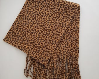 Awesome Leopard Print Fleece Scarf, handmade anti pill polar fleece scarf.  Ultra soft and warm fabric