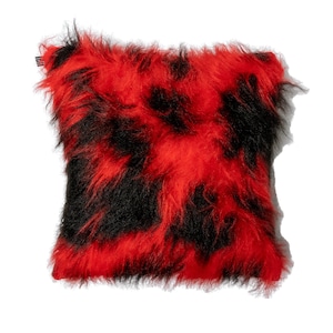 Camouflage Red and Black  Fluffy Cushion Cover, Great Fun Fluff Soft Fabric perfect scatter cushion for Sofa and bed fits 18&quot; x 18&quot;