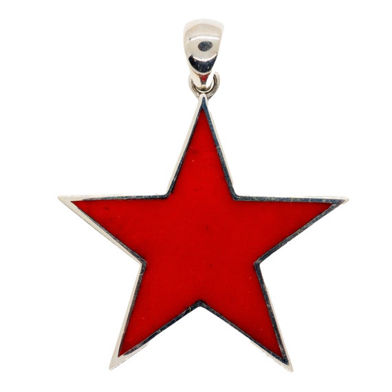 Large Red Star Pendant Handmade From 925 Sterling Silver and