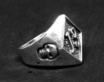Diamond 13 Skull Ring .925 Solid Sterling Silver Metal