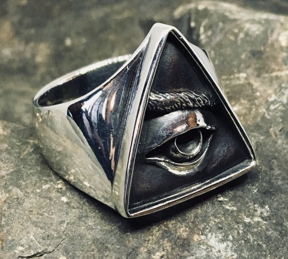 Illuminati Ring .925 Solid Sterling Silver Band Metal Biker