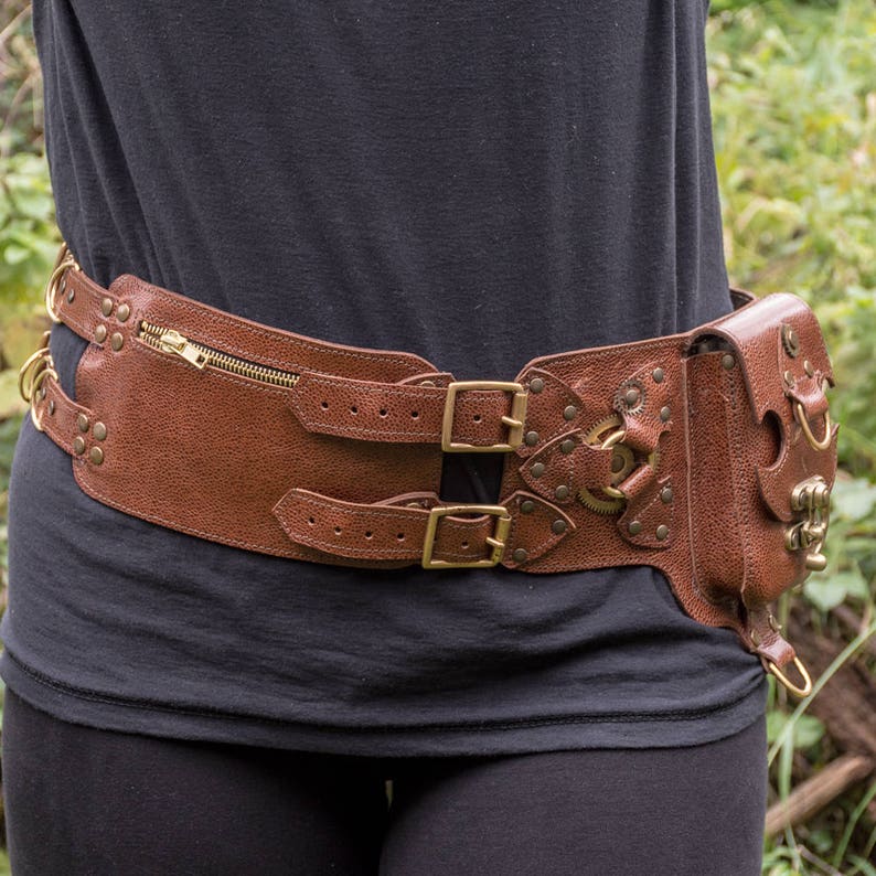 Useful and stylish Handmade Leather Utility Pouch Belt hip belt pocket festival steampunk larp cogs gifts for him, gifts for her image 4