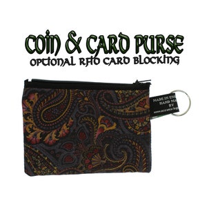 Traditionelles Paisley-Design ~ Handgemachte Geldbörse ~ 100% Baumwolle ideal für Geldkarten Münzen Ideales Geschenk ~ optionaler RFID-Kartenschutz
