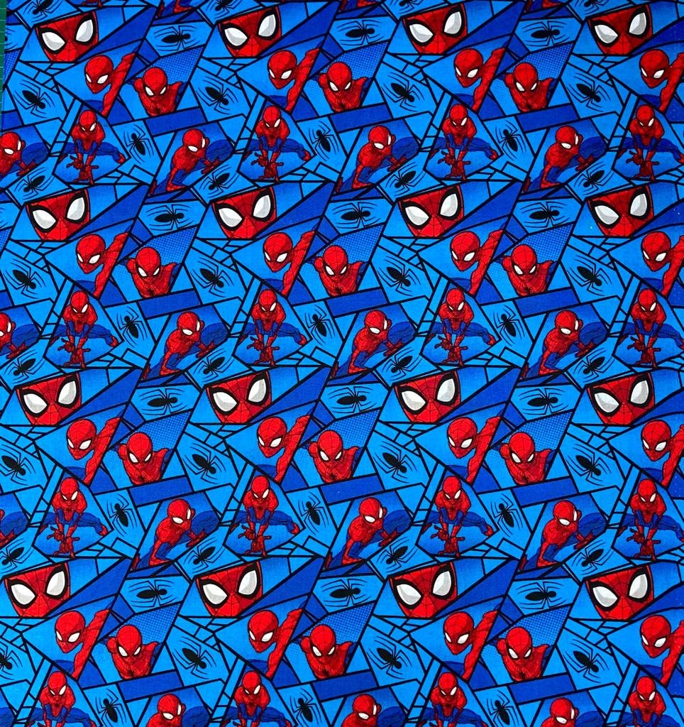 Spiderman Design in a Geometric Pattern Camelot 100 Cotton Etsy
