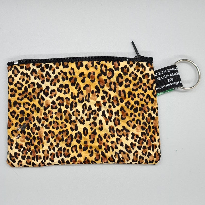 Leopard Print Sacred Heart /& Breast Cancer Aware Coin Purses Handmade from David Textiles 100/% Cotton great for cash cards coins