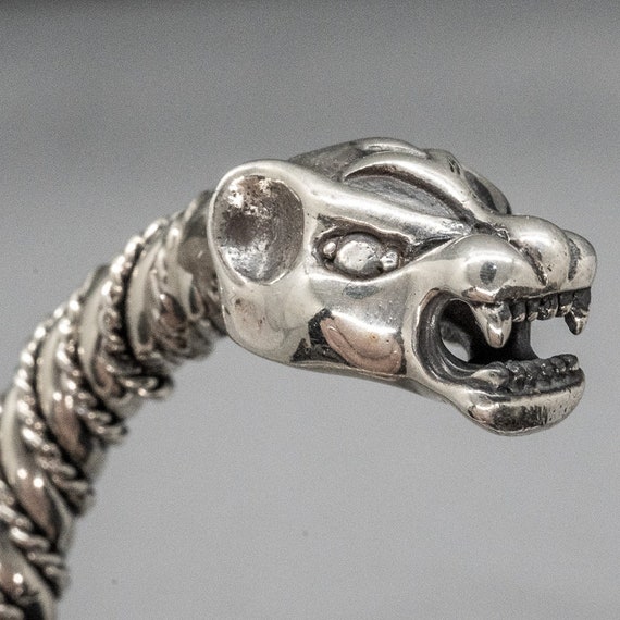 くらしを楽しむアイテム .925 Silver Handmade Beautifully Torc Head Panther a With アクセサリー