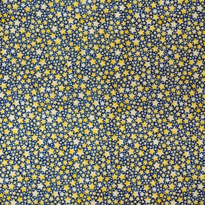 Yellow on Blue Stars Designer Fabric 100% Cotton by Timeless Treasures material Starburst