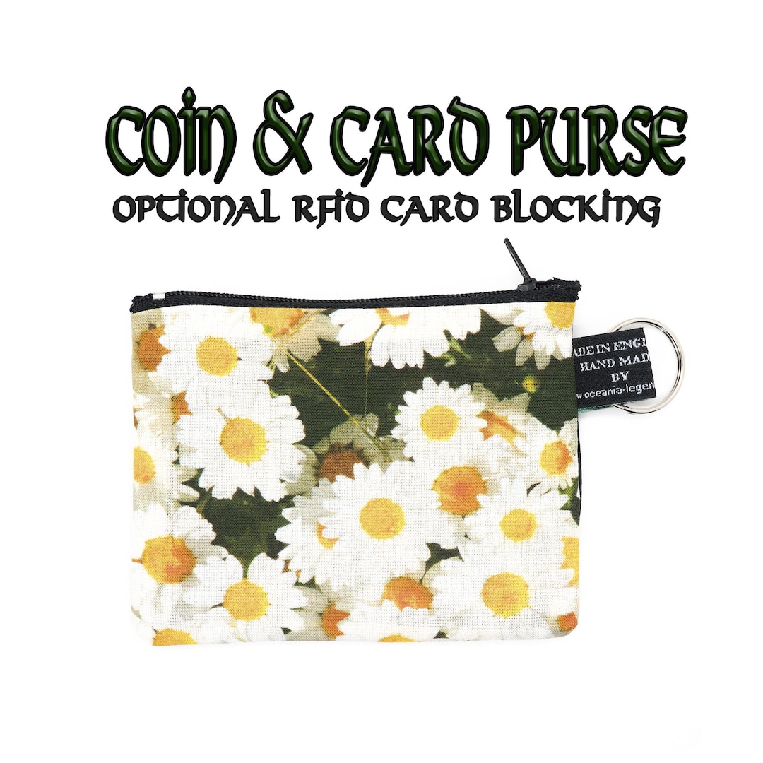 Daisy Flower Handmade Coin Purse. Handmade From 100% Cotton Great for Cash  Cards & Coins With Optional RFID Protection Lovely Floral Design - Etsy