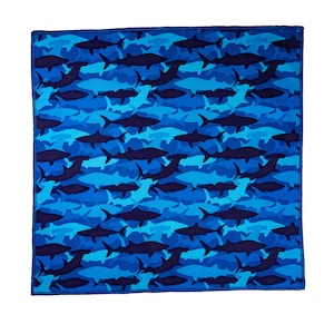 Awesome Shark Designer bandana also worn as a headband, great for chemo wear Hammerhead Great White etc David Textiles 100% Cotton Fabric