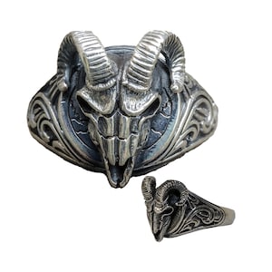 Widderschädel Wikinger Ring .925 Sterling Silber Band Metal Biker