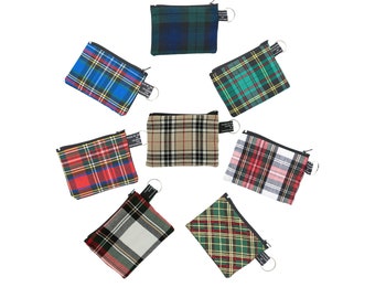 Scottish Tartan Coin Purses Handmade from 100% Cotton & Polyester great for cash cards coins Black Watch Tartan Punk Red Biker