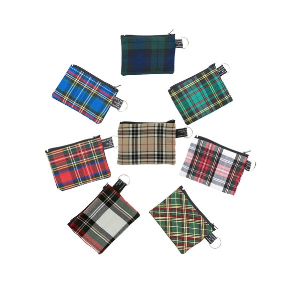 Scottish Tartan Coin Purses Handmade from 100% Cotton & Polyester great for cash cards coins Black Watch Tartan Punk Red Biker