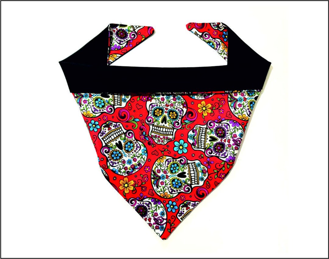 Funky Dog Bandana With a Candy/sugar Skull Design Printed on David