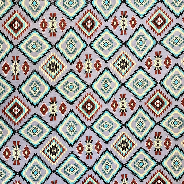 Fat Quarter Beautiful Design Influenced by Navajo Cherokee Aztec & Inca Artwork.  David Textiles 100% Cotton fabric perfect for face masks