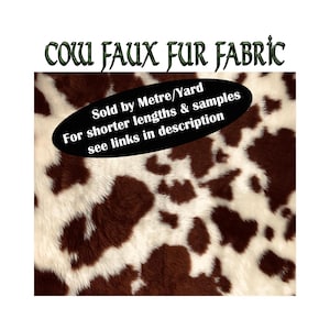 Brown & Cream Guernsey Cow Faux Fur super soft FABRIC sold per metre or yard for soft furnishings, scarves, apparels, fancy dress etc
