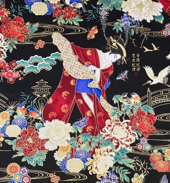 Beautiful Japanese Geisha Girls in Traditional Kimono and Oshiroi Makeup  100% Cotton Fabric Perfect for Clothing, Costumes and Accessories - Etsy