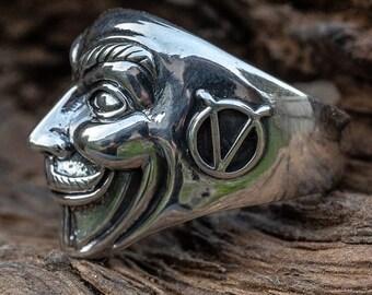 V for Vendetta Ring .925 Sterling Silver/anonymous/guy Fawkes