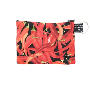 Hot Chili Pepper Design ~ Handmade  Purse ~ 100% Cotton great for cash cards coins Ideal Gift ~ Red Spicy Chilli Peppers