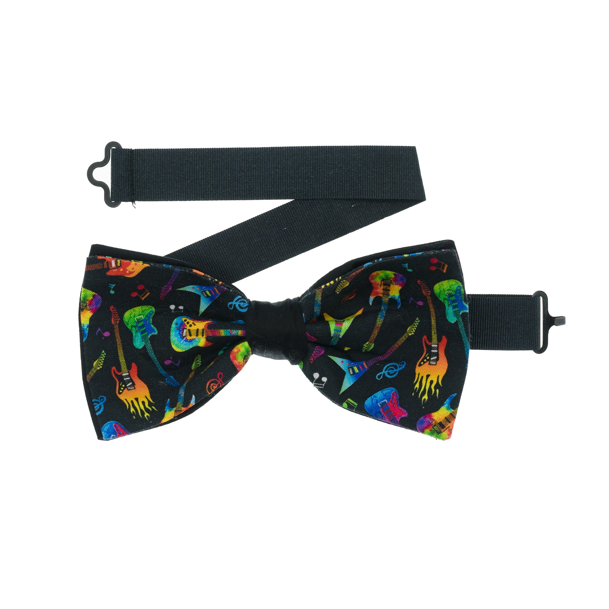 Nœud Papillon Pré-Noué Pour Homme - Motif Chat Rock'n'Roll à La Guitare - Réglable - Pour Fête, Mariage, Déguisement