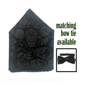 Skull + Candy Skull Pocket Square & Bow Tie perfect accessory for Weddings, Graduation, Prom or Christmas/New year Parties. Great gift idea