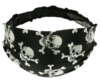 Satijn Skull & Crossbone Design ~ handgemaakte hoofdband Bandana haarband dames meisjes ~ geweldig voor piraten- of Halloween-kostuums