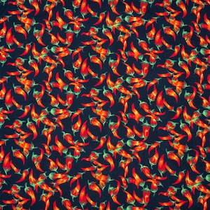 Red Hot Chili Pepper 100% Cotton Fabric material perfect for apparel and arts an crafts