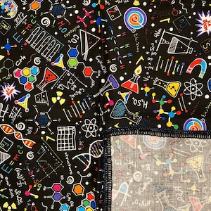 Science, chemistry, physics & biology designer bandana headband chemowear, Timeless Treasures 100% Cotton Fabric