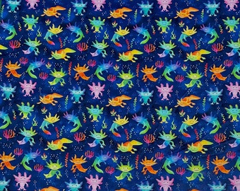 Axolotl 100% katoenen stof, perfect voor het maken van kleding, kostuums en accessoires. Heldere en levendige kleuren: salamander, amfibie