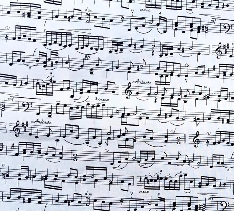 12 Metre Perfect for the budding musician Sheet Music Fabric Timeless Treasures 100/% cotton ideal for making face masks /& apparel etc